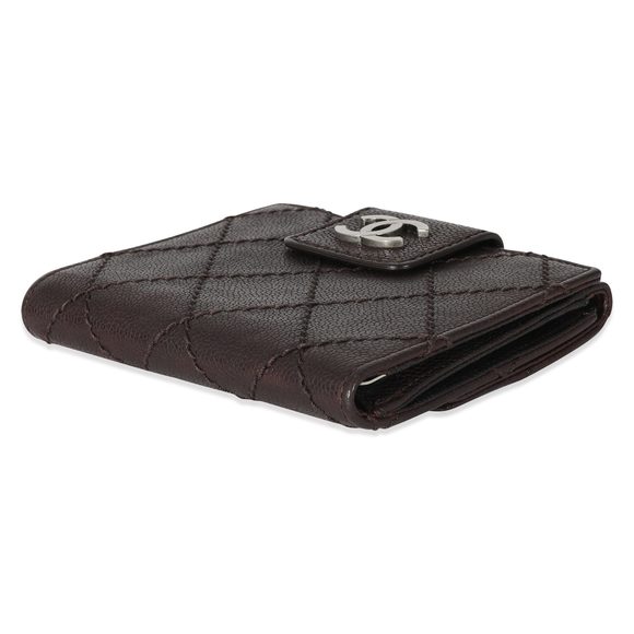 Chanel Brown Caviar Whipstitch Compact Wallet - Picture 7 of 7